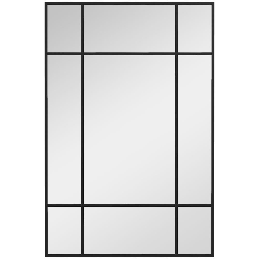 Homcom espejo rectangular de pared 90x60 cm con marco de metal espejo decorativo para salón dormitorio entrada negro