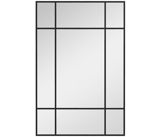 Homcom espejo rectangular de pared 90x60 cm con marco de metal espejo decorativo para salón dormitorio entrada negro