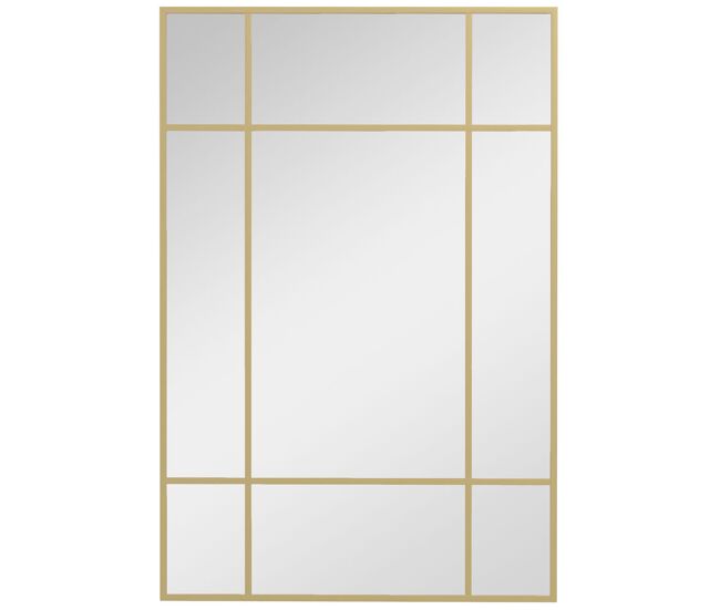 Homcom espejo rectangular de pared 90x60 cm con marco de metal espejo decorativo para salón dormitorio entrada dorado