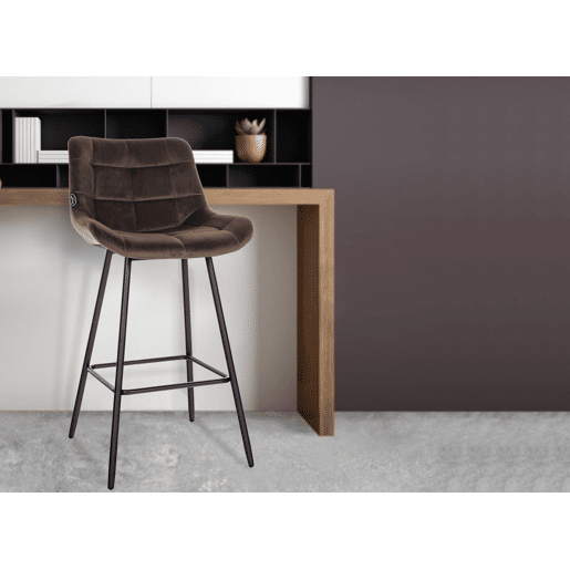 Taburete de bar Weston Terciopelo Marrón 56X49X104 cm