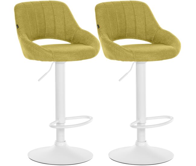 Juego de 2 taburetes de bar milet con tapizado de tela verde 48x47x85 cm