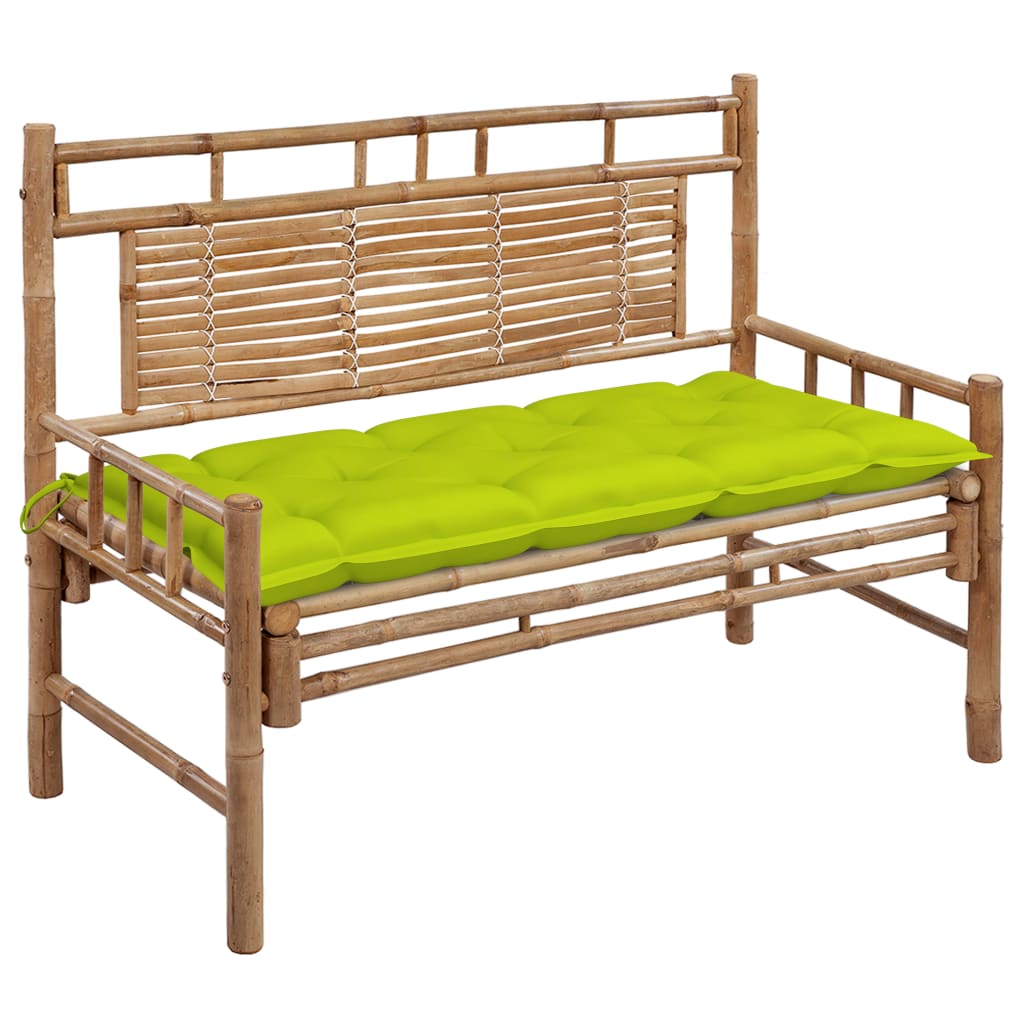 Banco de jardín de bambú con cojín 120x55 Verde