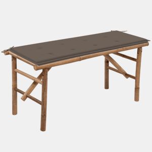 vidaXL Banco de jardim dobrável com almofadão 118 cm bambu