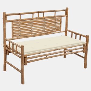 vidaXL Banco de jardim com almofadão 120 cm bambu
