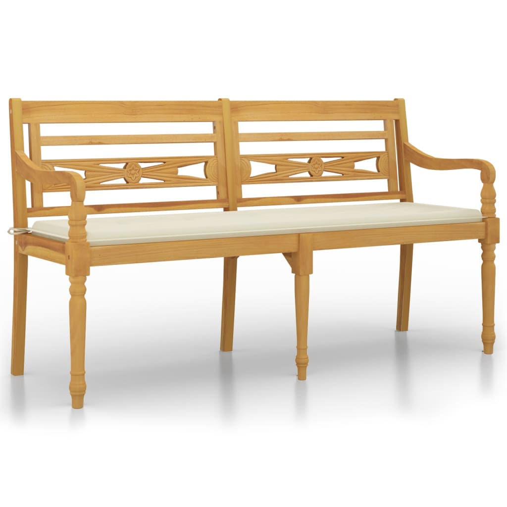 Banco de madera batavia con cojín 150x51 Crema