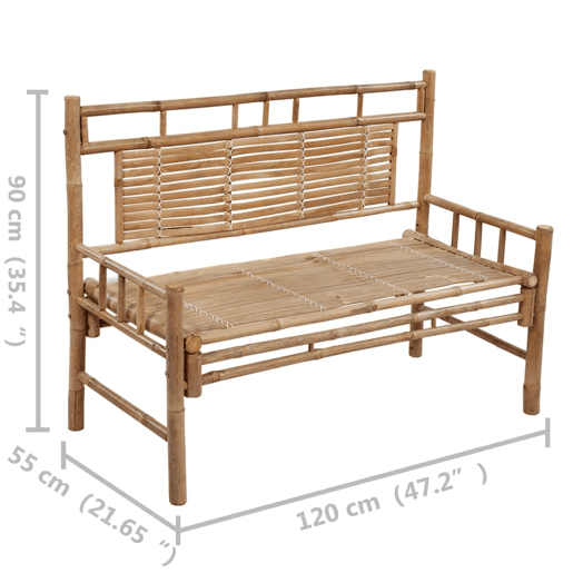 vidaXL Banco de jardim com almofadão 120 cm bambu
