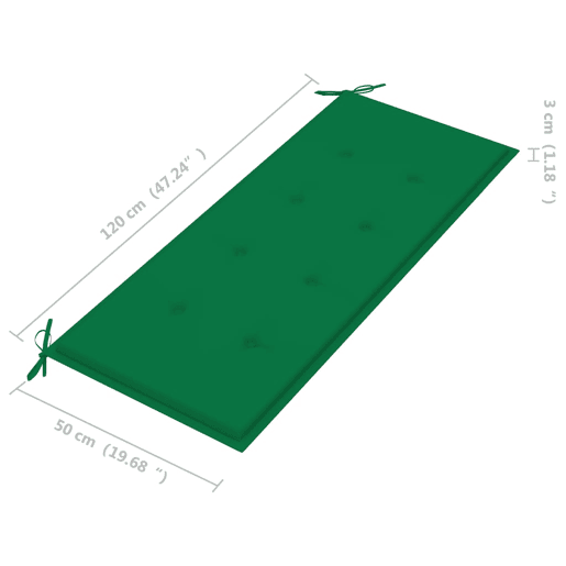 vidaXL Banco de jardim com almofadão 120 cm bambu