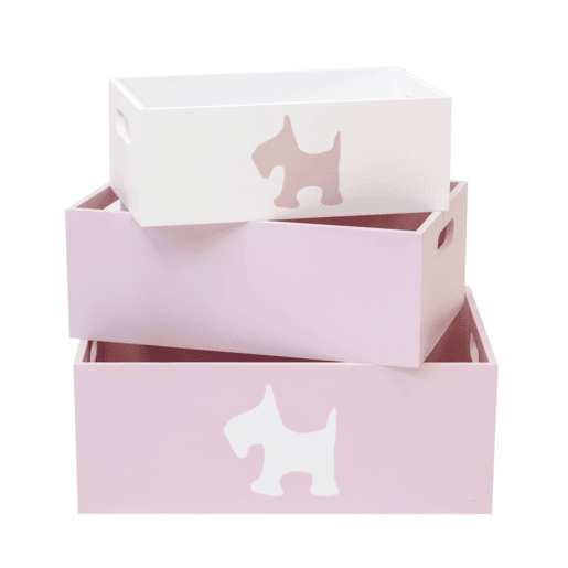 Caixas set de 3 MDF rosa 15x40x2813x35x2311x30x18cm
