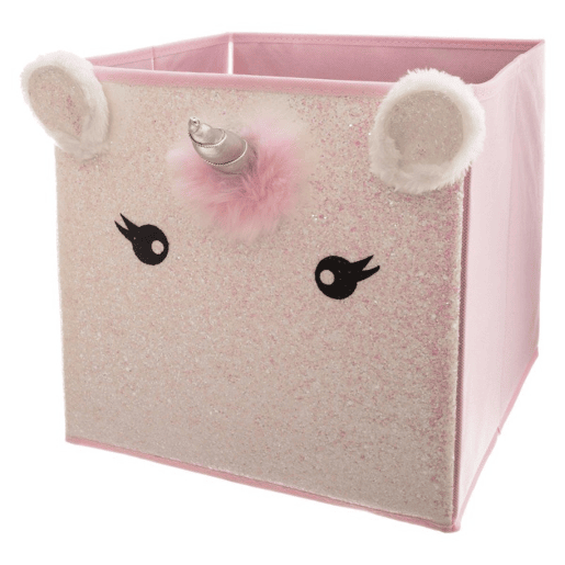 Caixa de arrumação em cartão rosa 31x29x29cm