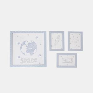 Quadros Set de 4 infantis MDF azul 22x16cm38x40cm