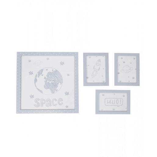 Quadros Set de 4 infantis MDF azul 22x16cm38x40cm