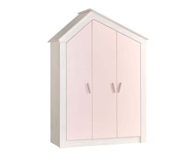 Armario 3 puertas aglomerado rosa 207x150x58cm