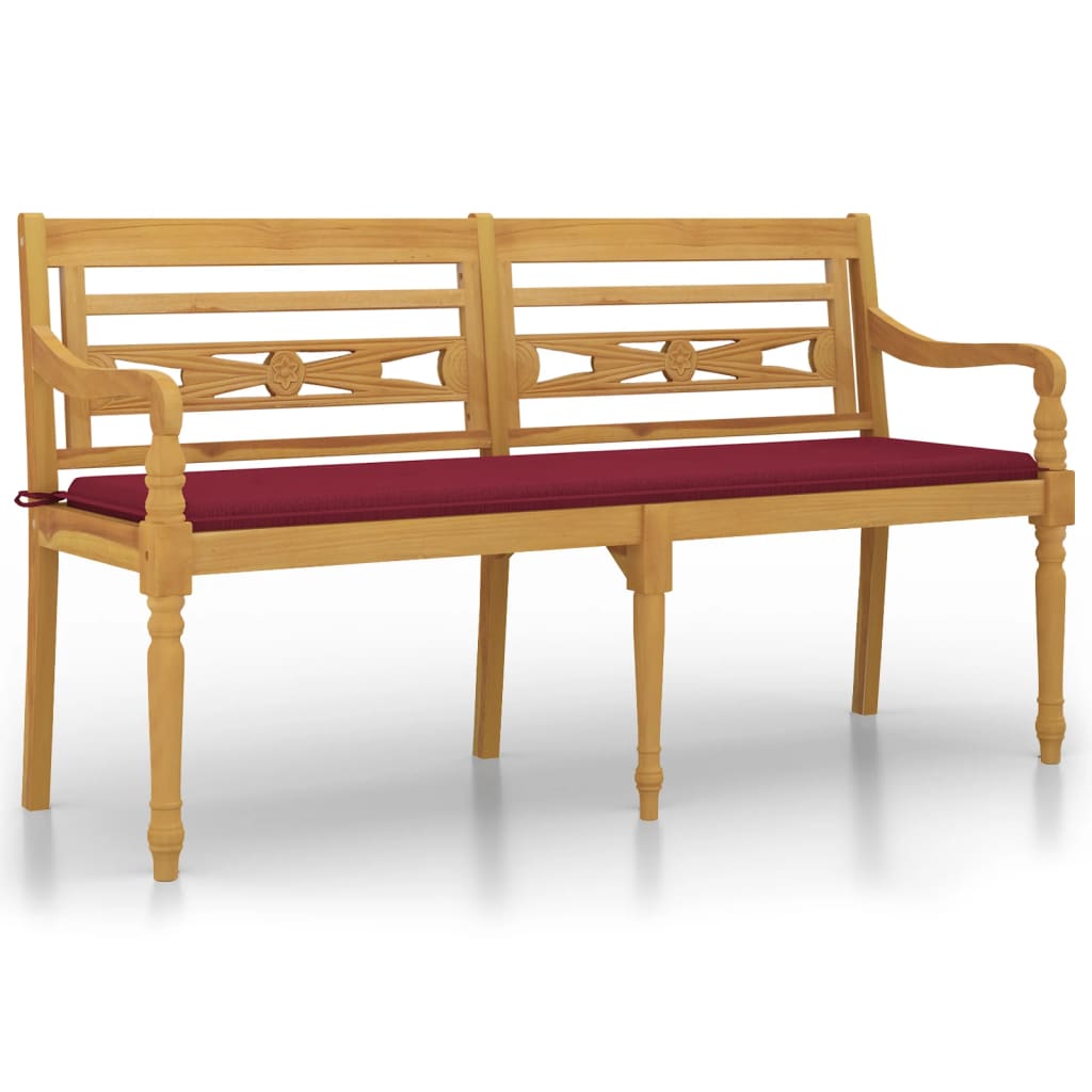 Banco de madera batavia con cojín 150x51 Granate