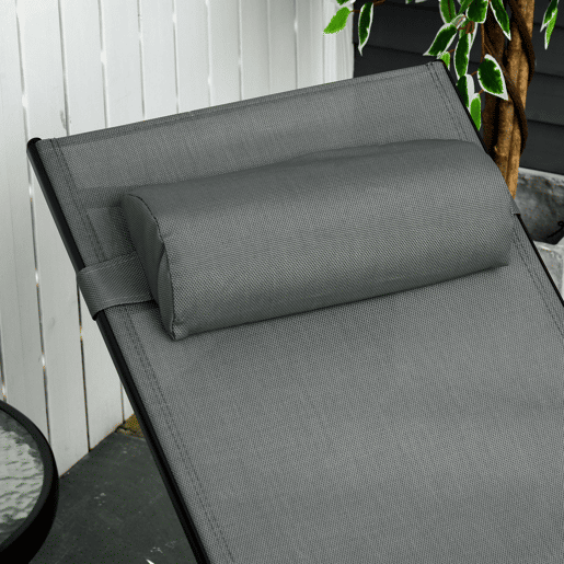 Outsunny Conjunto de Espreguiçadeiras Reclináveis com Encosto Ajustável em 5 Posições e Apoio de Cabeça Removível Acolchoado para Varanda Terraço Jardim 171x64x82 cm Cinza