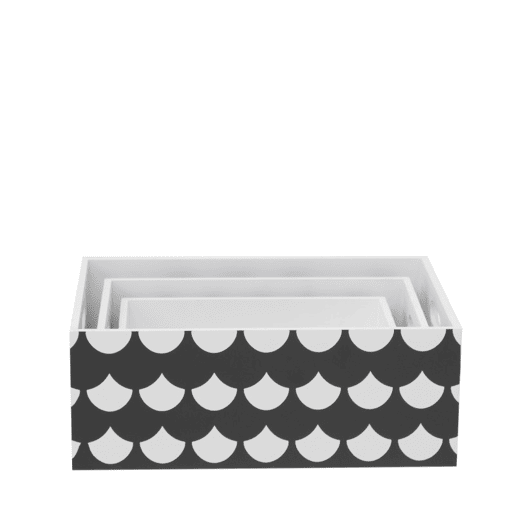 Caixas set de 3 MDF preto e branco 15x40x2813x35x2311x30x18cm