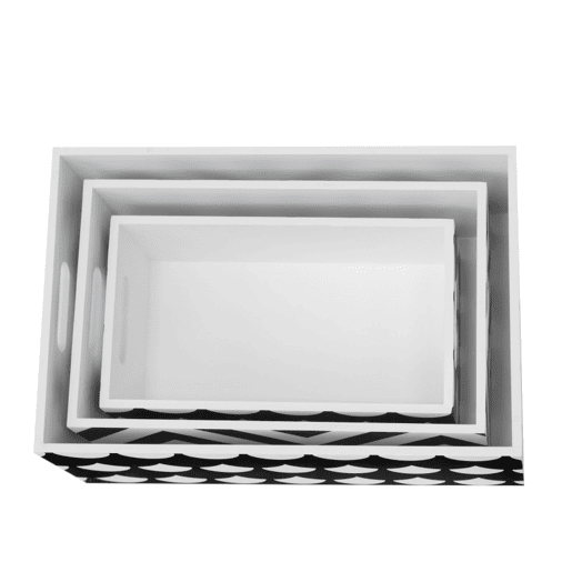 Caixas set de 3 MDF preto e branco 15x40x2813x35x2311x30x18cm