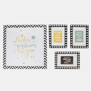 Cuadros set de 4 em MDF preto e branco 22 x 16 38 x 40cm