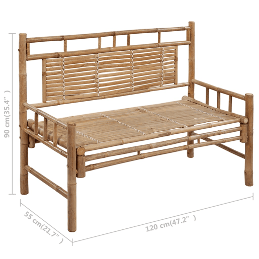 vidaXL Banco de jardim com almofadão 120 cm bambu