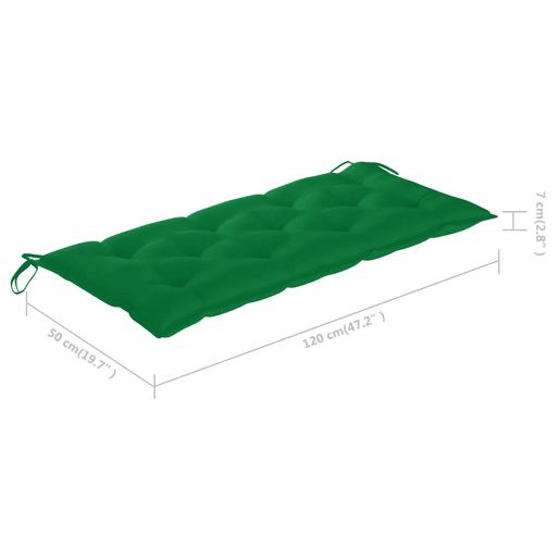 vidaXL Banco de jardim com almofadão 120 cm bambu