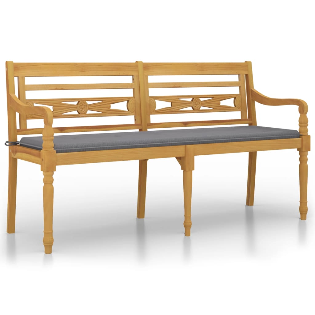Banco de madera batavia con cojín 150x51 Gris