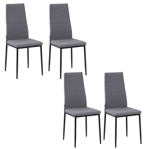 HOMCOM Conjunto de 4 Cadeiras de Sala de Jantar Estofadas em Linho e Pés de Metal Cadeiras Modernas para Cozinha Carga Máxima 120kg 41x50x97cm Cinza