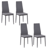 HOMCOM Conjunto de 4 Cadeiras de Sala de Jantar Estofadas em Linho e Pés de Metal Cadeiras Modernas para Cozinha Carga Máxima 120kg 41x50x97cm Cinza