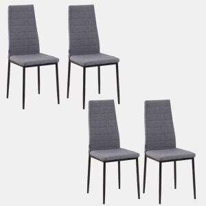 HOMCOM Conjunto de 4 Cadeiras de Sala de Jantar Estofadas em Linho e Pés de Metal Cadeiras Modernas para Cozinha Carga Máxima 120kg 41x50x97cm Cinza