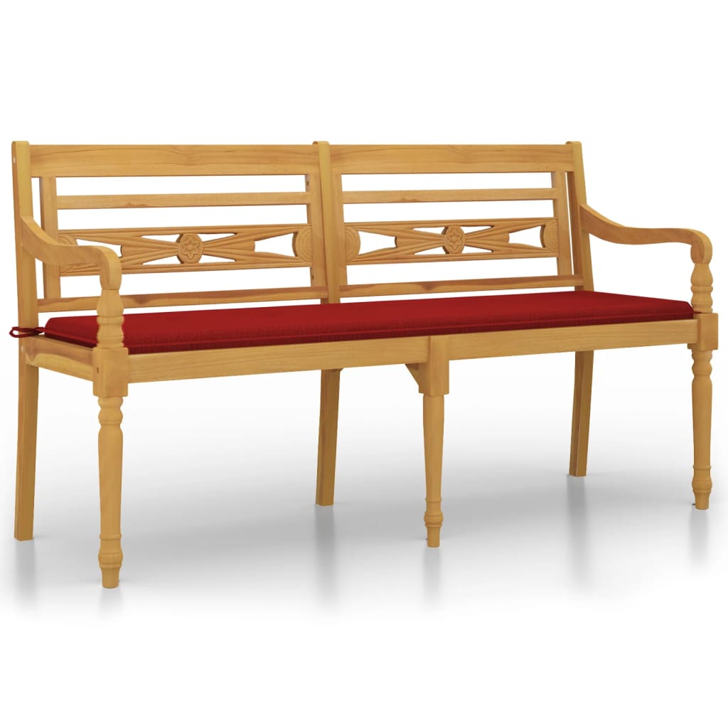 Banco de madera batavia con cojín 150x51 Rojo