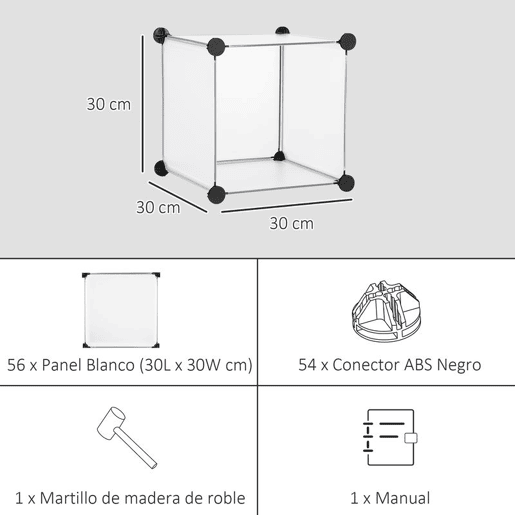 HOMCOM Armário Modular de Plástico Organizador de Sapatos com 16 Cubos de 30x30x30cm para Entrada Corredor Quarto 125x32x125 cm Transparente