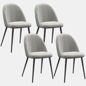 HOMCOM Conjunto de 4 Cadeiras de Sala de Jantar Modernas Cadeiras Estofadas em Veludo com Encosto Alto e Pés de Aço para Sala de Estar 50x52x83 cm Cinza