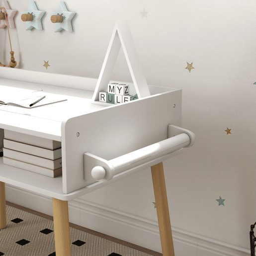HOMCOM Conjunto de Mesa e Cadeira Infantil Mesa para Crianças com Bancada de Blocos de Construção e Rolo de Papel para Jogar e Desenhar em Sala de Jogos Quarto Cinza