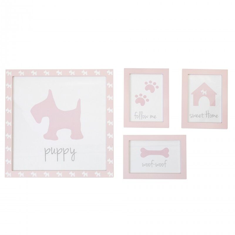 Cuadros set de 4 infantiles mdf rosa 22x16cm/38x40cm