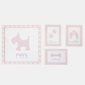 Quadro set de 4 infantiles MDF rosa 22x16cm38x40cm