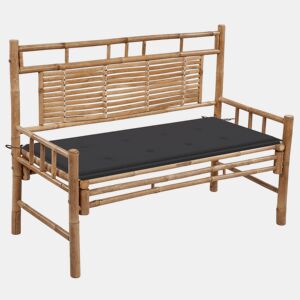 vidaXL Banco de jardim com almofadão 120 cm bambu