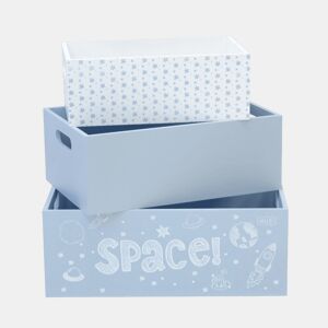 Caixas infantil set de 3 em MDF azul 15x40x2813x35x2311x30x18cm