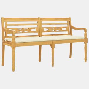 Banco Batavia c almofadão cor creme 150 cm madeira de teca maciça