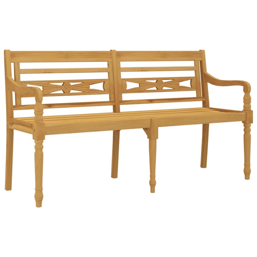 Banco Batavia c almofadão cor creme 150 cm madeira de teca maciça