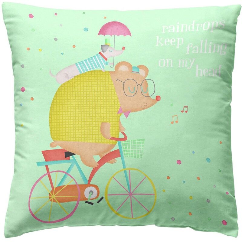 Funda de cojín algodón verde 40x40cm