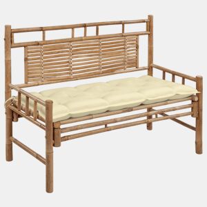 vidaXL Banco de jardim com almofadão 120 cm bambu