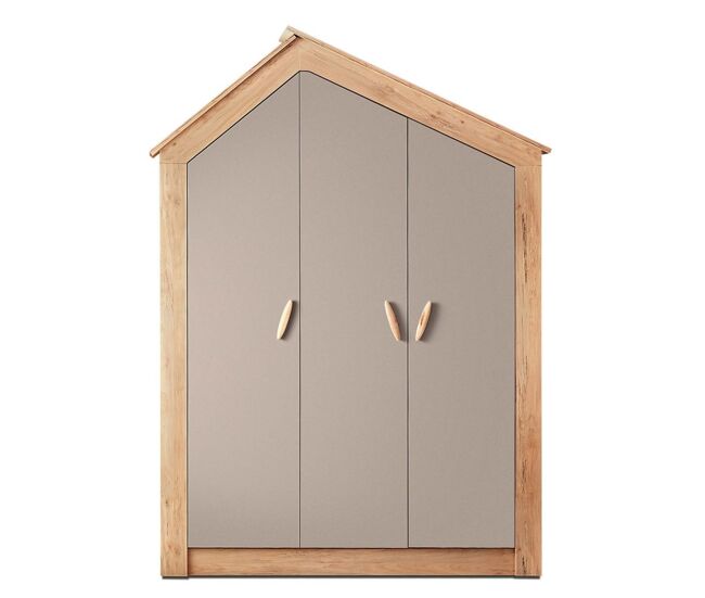 Armario 3 puertas aglomerado gris 207x150x58cm