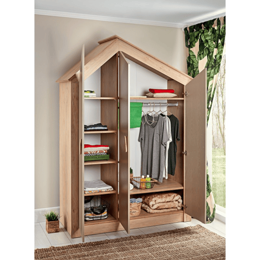 Armário 3 portas aglomerado cinza 207x150x58cm