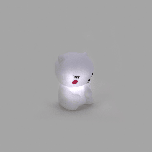 Lâmpada LED ursinho PVC branco 9x9,8x4cm