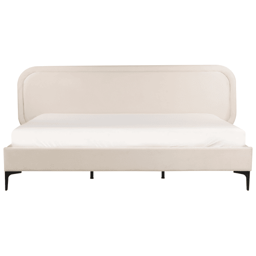 Cama Veludo SUZETTE 180 x 200 cm Creme claro