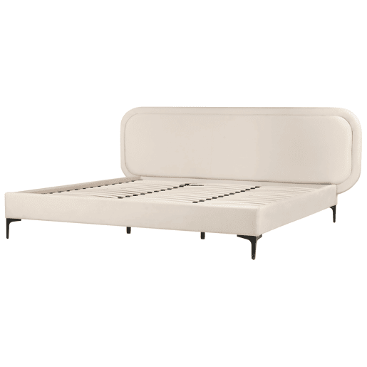 Cama Veludo SUZETTE 180 x 200 cm Creme claro