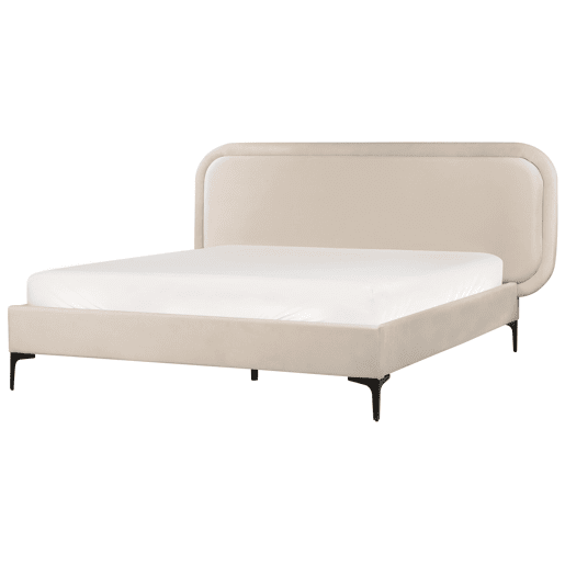 Cama Veludo SUZETTE 140 x 200 cm Creme claro