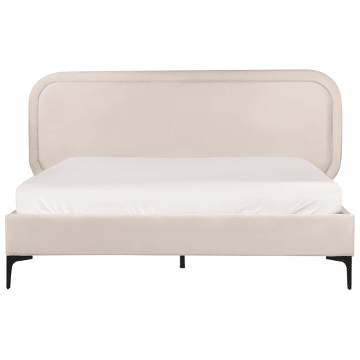 Cama Veludo SUZETTE 140 x 200 cm Creme claro