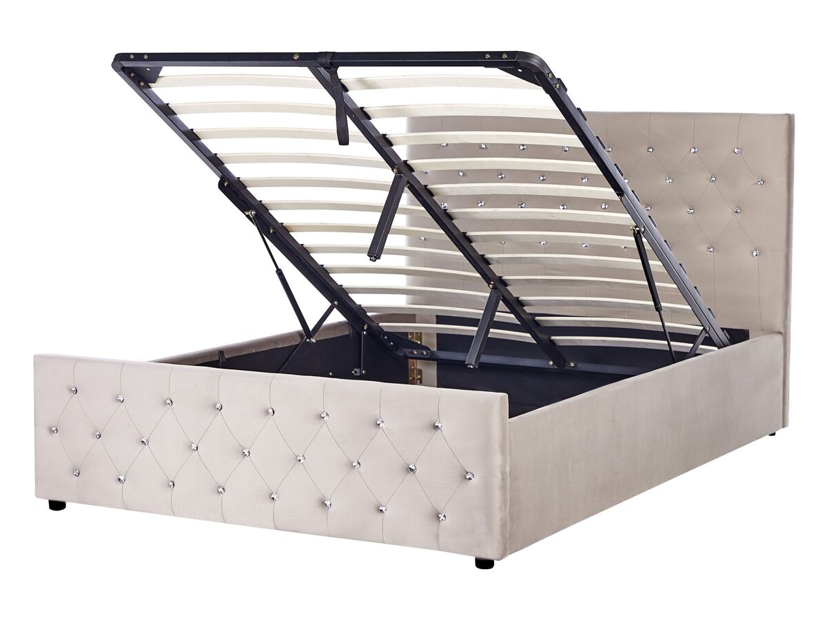 Beliani Cama con almacenaje Terciopelo AMIENS 151x217 Gris