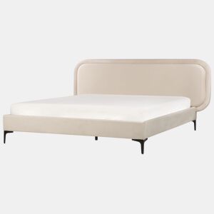 Cama Veludo SUZETTE 160 x 200 cm Creme claro