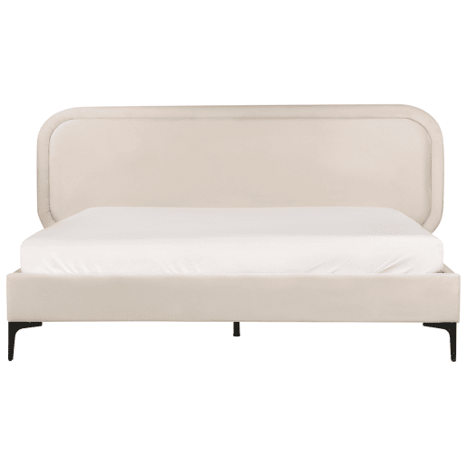 Cama Veludo SUZETTE 160 x 200 cm Creme claro