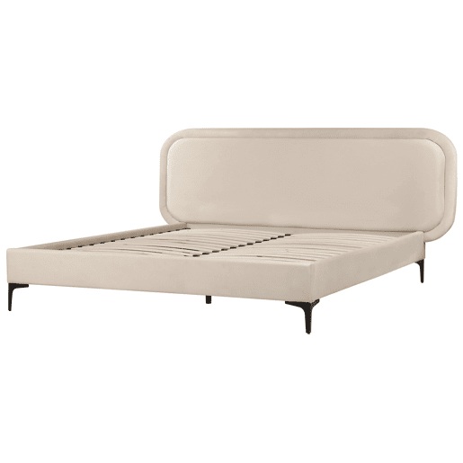 Cama Veludo SUZETTE 160 x 200 cm Creme claro